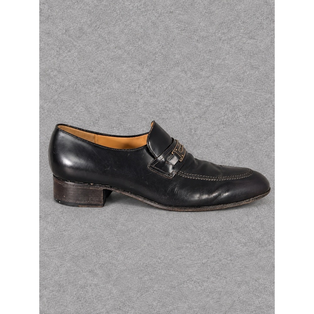 Bally Bit Loafers Mens 10 Black Leather Metal Hardware Swiss Made Old Money